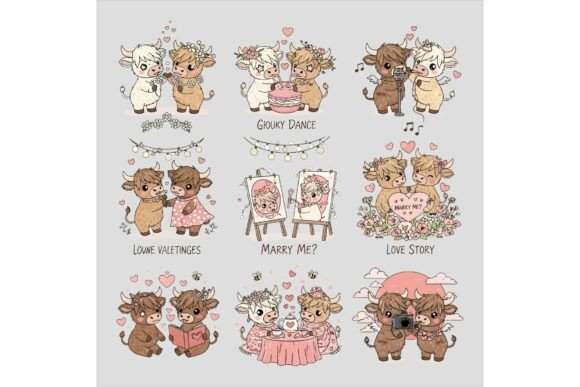 Download Adorable Cows in Love Soft Color Palette - Soft color palette Collection