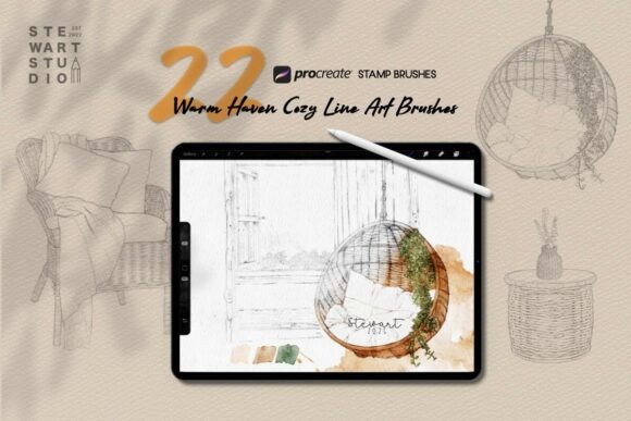 Download Warm Haven Cozy Line Art Brushes - Premium Resources