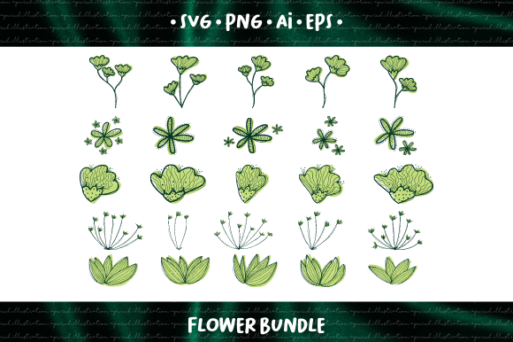 Download Flower Doodle Clipart in Emerald Green - Premium Resources
